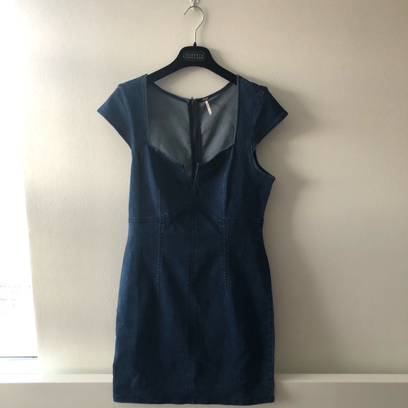 free people lia denim bodycon dress - Picture 2 of 3